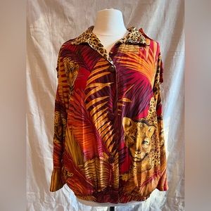 ❌SOLD❌Vintage Linda Allard for Ellen Tracy Silk Leopard Reversible Jacket